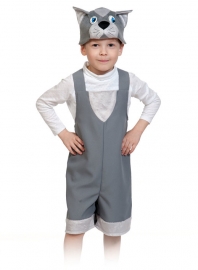 Детский карнавальный костюм котик серый ткань-плюш