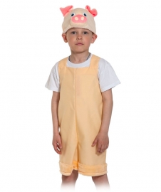 Детский карнавальный костюм Поросёнок бежевый ткань-плюш