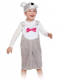 Детский карнавальный костюм из плюша Мышонок Серый