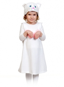 Детский карнавальный костюм из плюша Кошечка белая