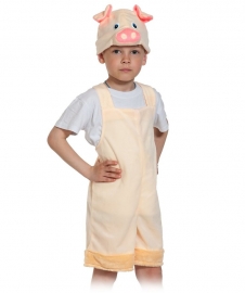 Детский карнавальный костюм Поросёнок плюш бежевый/ткань-плюш