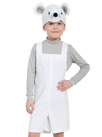 Детский карнавальный костюм из плюша Мышонок Белый