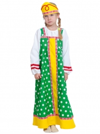 Детский карнавальный костюм  Алёнушка в зеленом