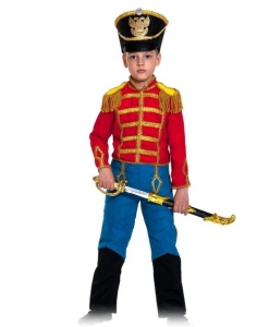 Детский карнавальный костюм Гусар (текстиль) красно-синий
