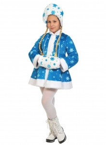 Детский карнавальный костюм Снегурочка 2 плюш бирюза 