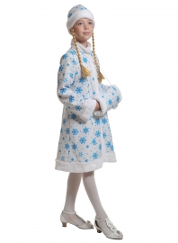 Детский карнавальный костюм СНЕГУРОЧКА ткань-плюш белая