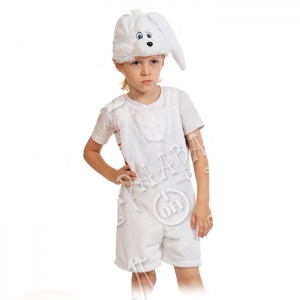 Детский карнавальный костюм из плюша Зайчик белый