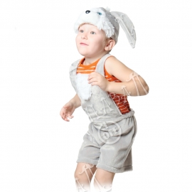 Детский карнавальный костюм из плюша Зайчик серый
