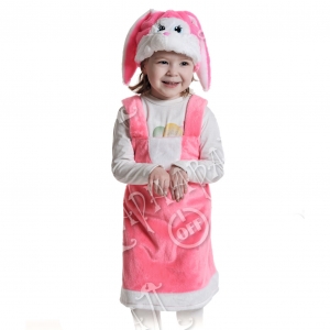 Детский карнавальный костюм из плюша Зайка розовая